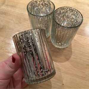Elegant Silver Mercury Glass Votive Holders
